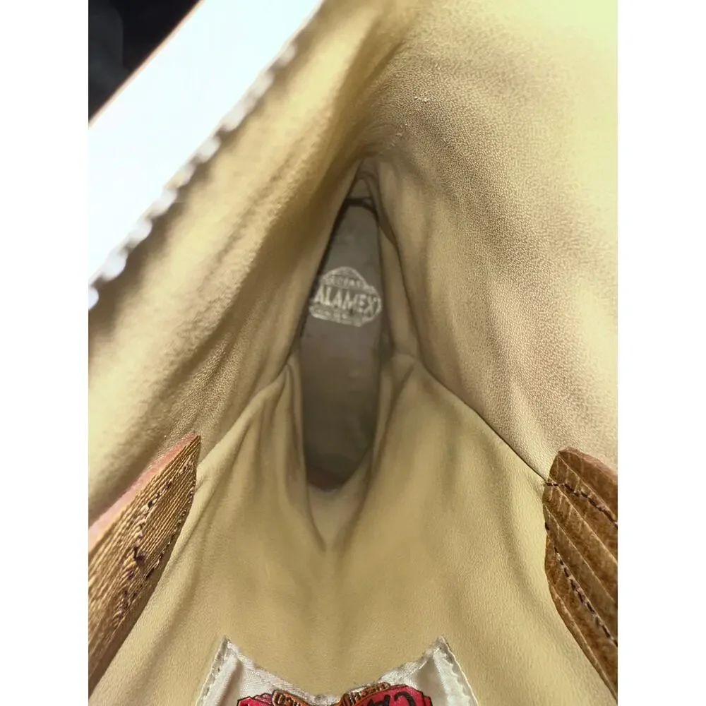 VINTAGE TWO TONE BEIGE BROWN COWBOY BOOTS WESTERN MALIBU COWGIRL - Picture 10 of 11